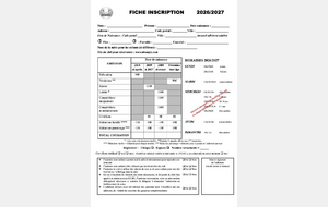 Fiche d'inscription 2026/2027 à télécharger